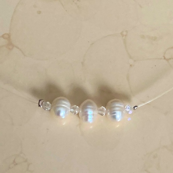 Pearl & Crystal Illusion Necklace - Picture 2 of 3